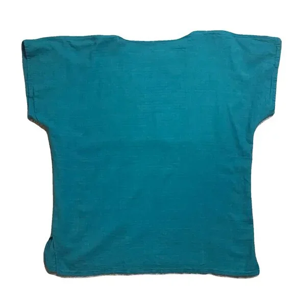 South American Gauze Tunic With Floral Embroidered Neckline Preowned - Picture 2 of 4